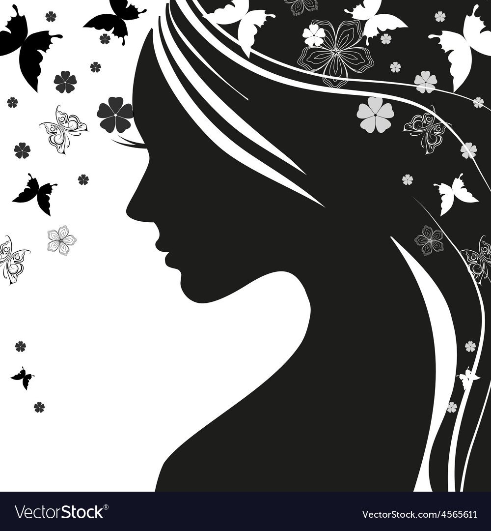 Профиль девушки в черном цвете