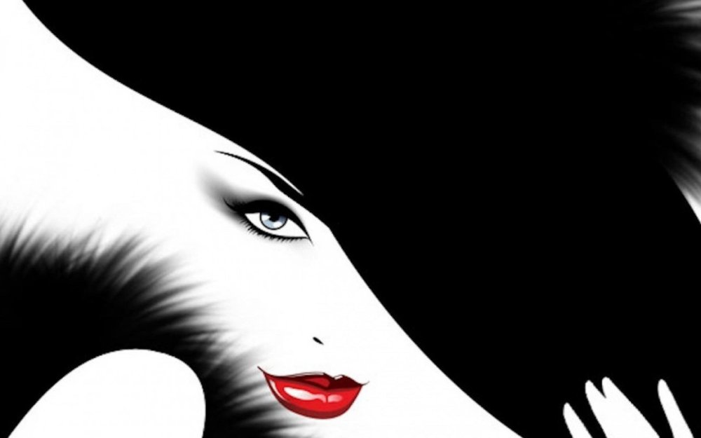 Женский силуэт на черном фоне