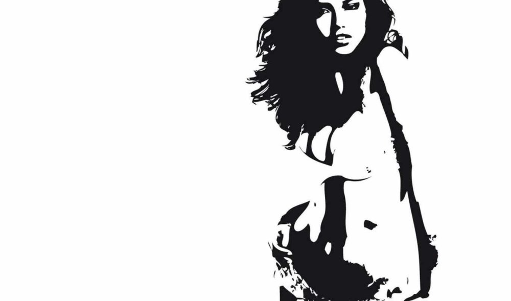 Черно белый силуэт девушки