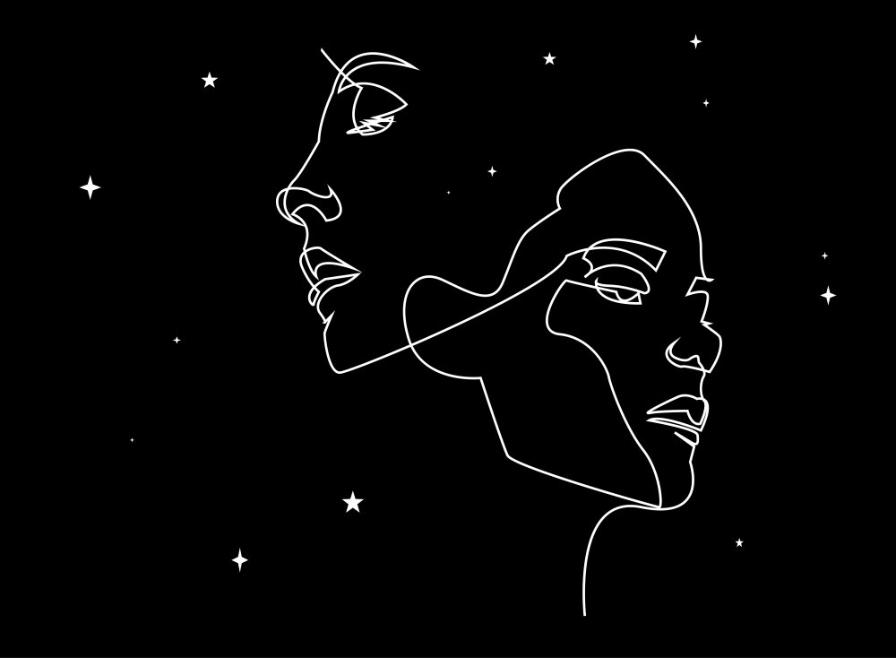 Силуэт лица мужчины и женщины