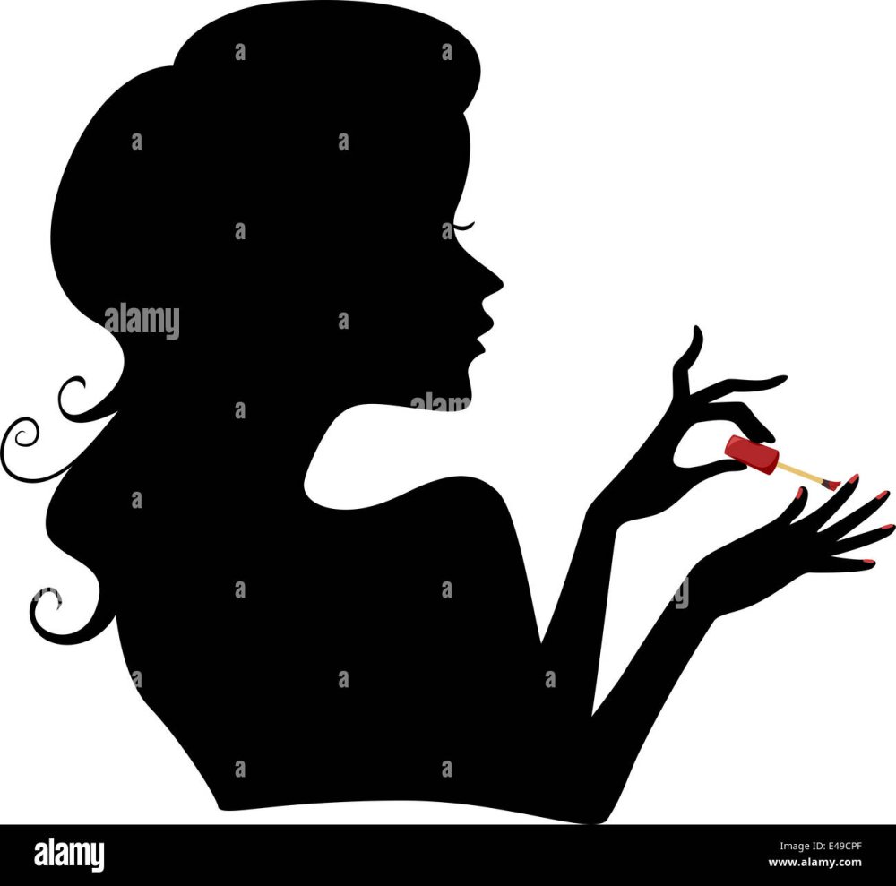 Маникюр с силуэтом девушки