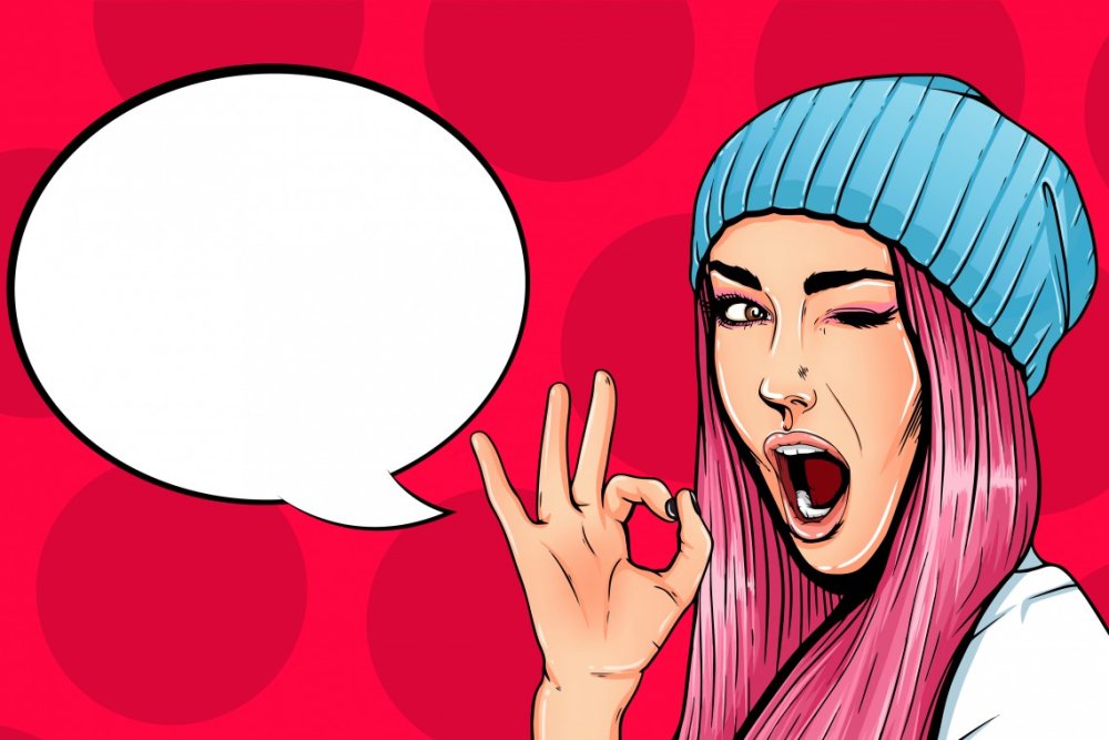 Девочка в шапке поп арт