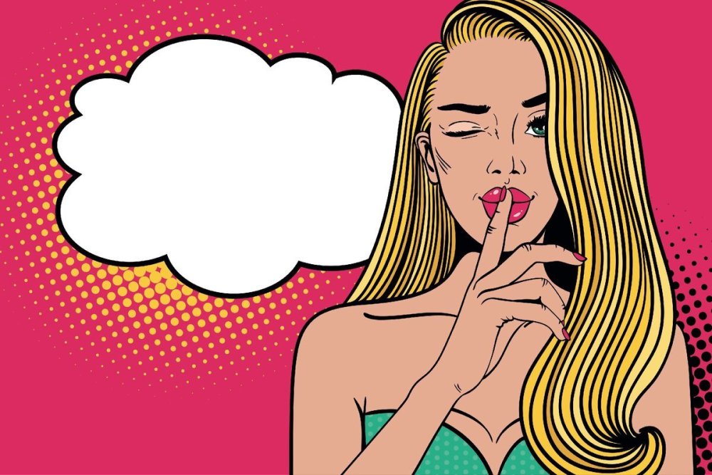 Девушка в стиле поп-арт подмигивает