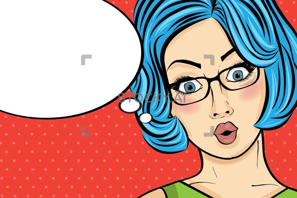 Поп арт девушка с пузырем