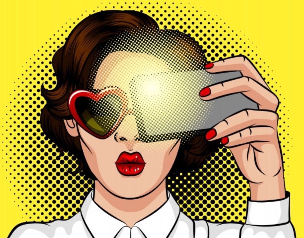 Портрет в стиле поп-арт девушка очках