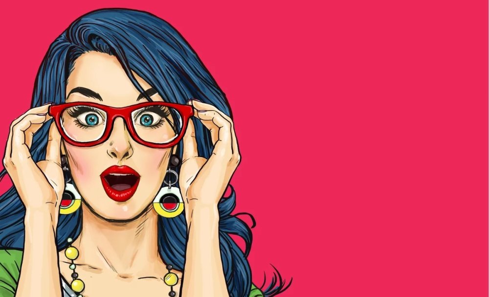 Удивленная девушка в стиле поп арт