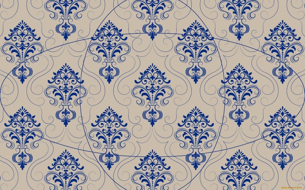 Голубые обои с вензелями