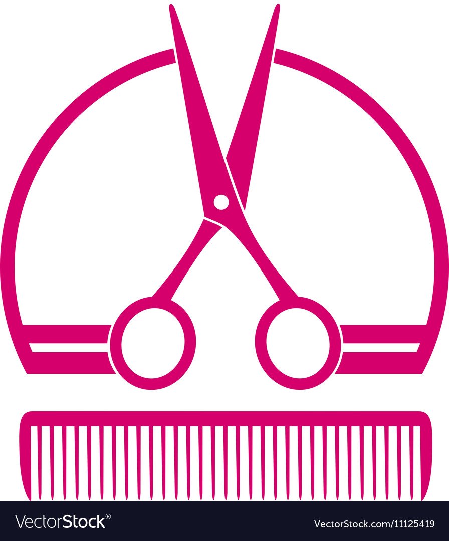 Ножницы и расческа вектор