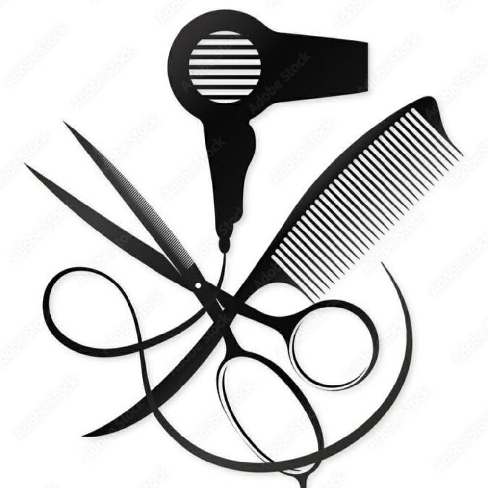 Ножницы и расческа на белом фоне