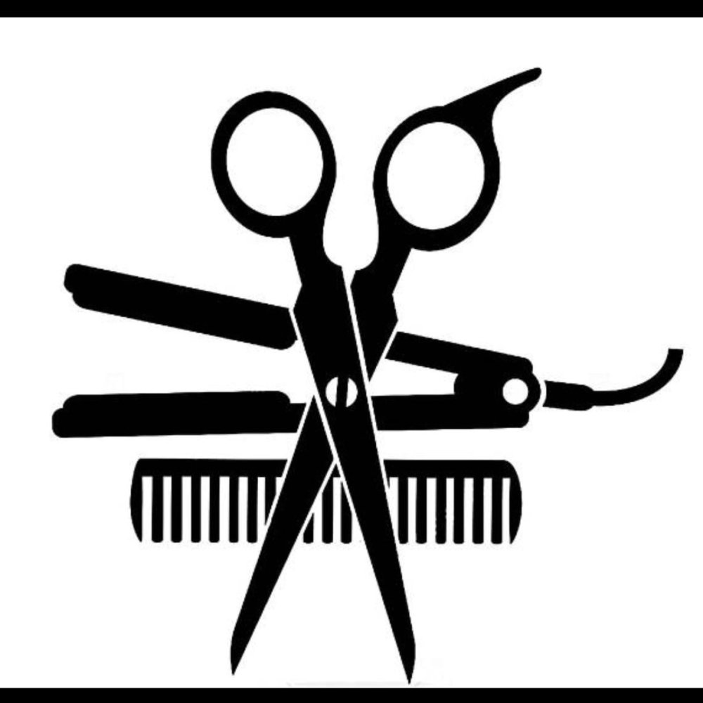 Силуэт ножницы и расческа