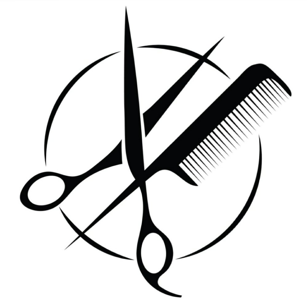 Логотип мужской парикмахерской с ножницами