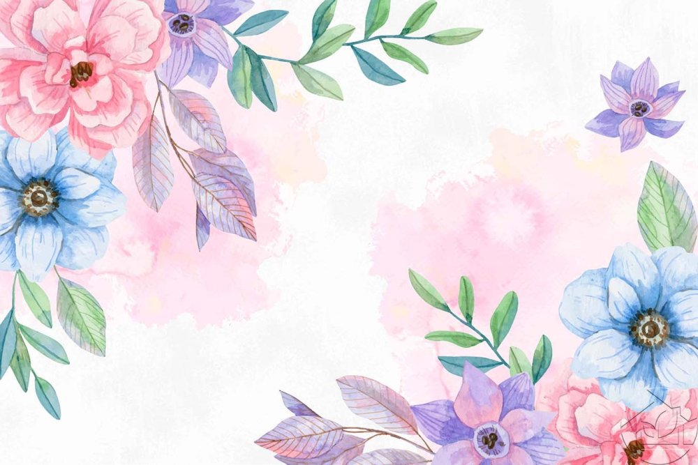 Нежный акварельный фон с цветами