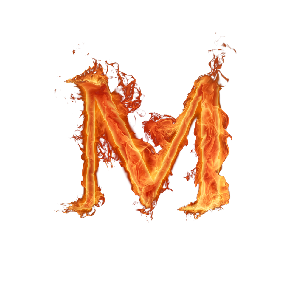 Огненные буквы на прозрачном фоне