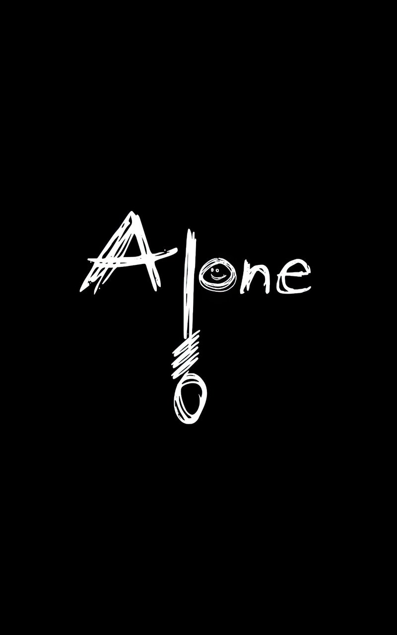 Alone надпись на черном фоне