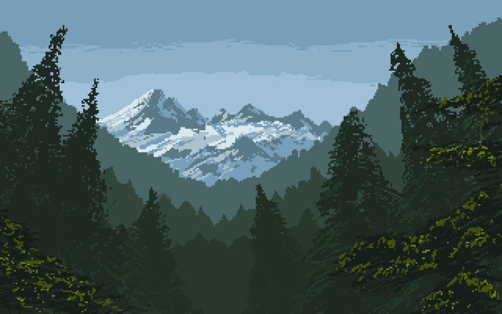 Пиксельные пейзажи леса