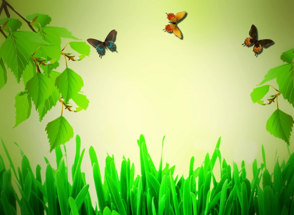 Голубой фон с бабочками