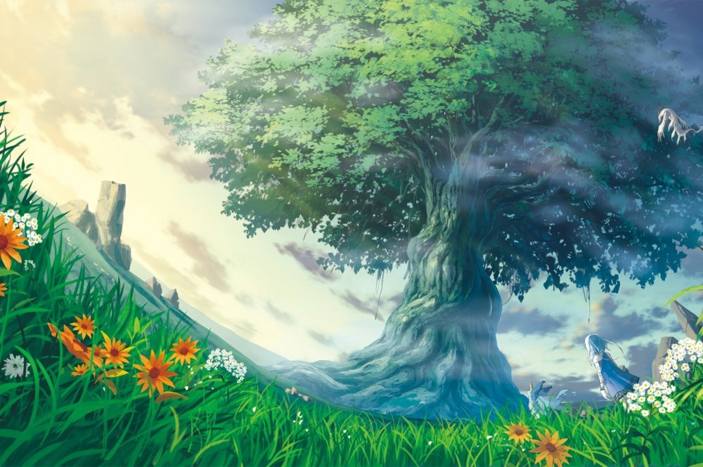 Аниме зеленые деревья