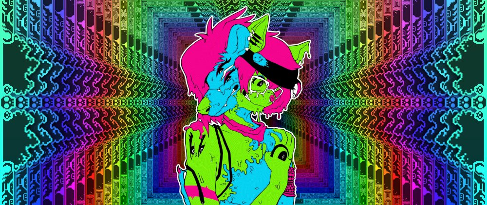 Радужные арты на черном фоне