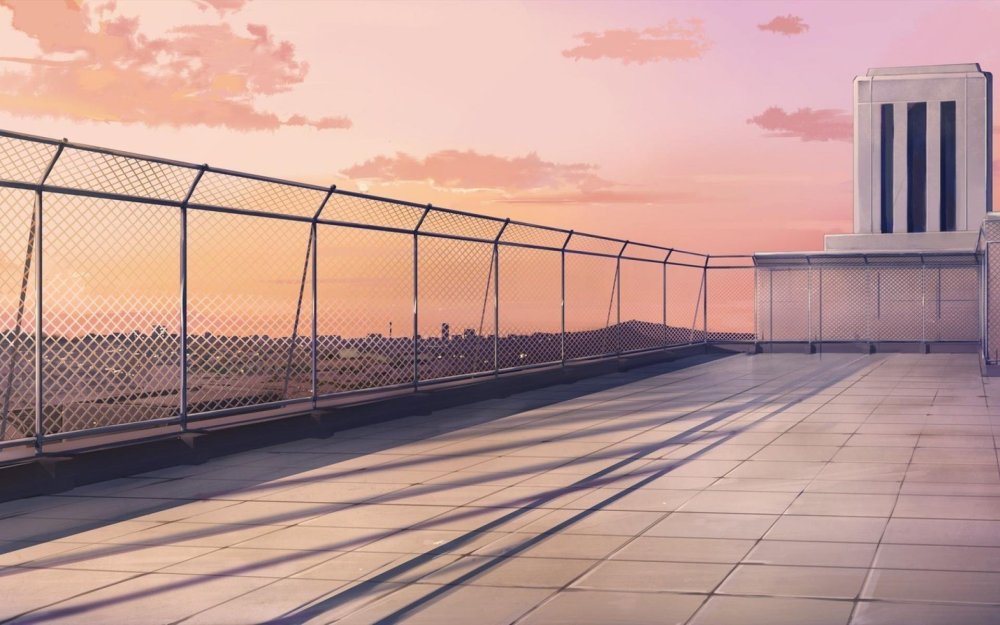 Двор школы аниме