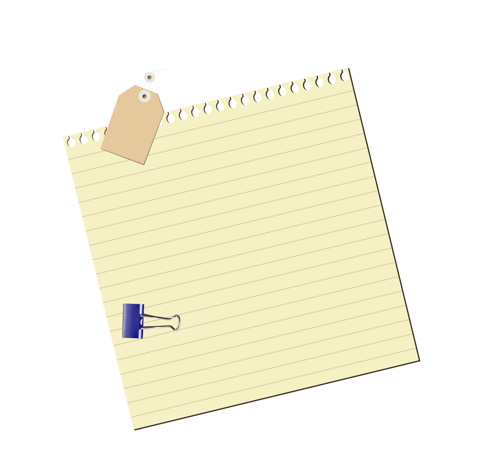 Лист блокнота на прозрачном фоне