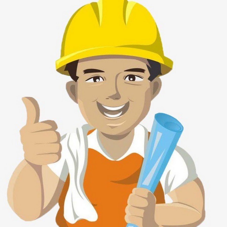 Строитель на белом фоне