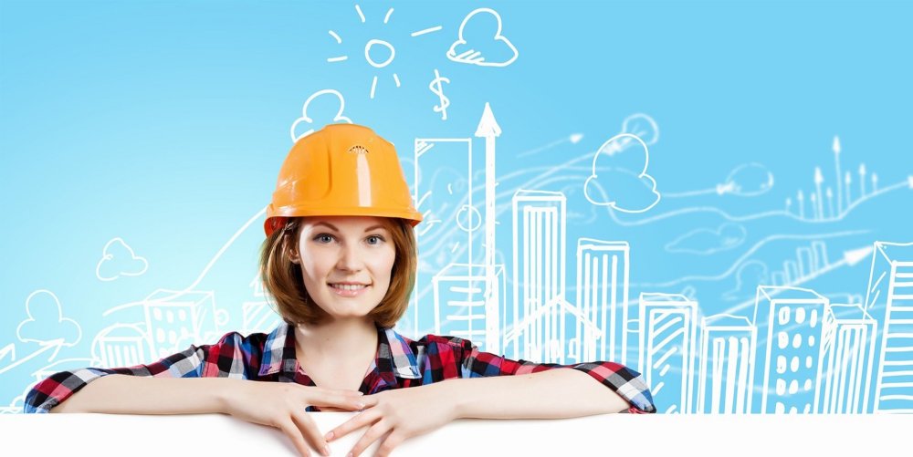 Строитель на белом фоне мультяшный