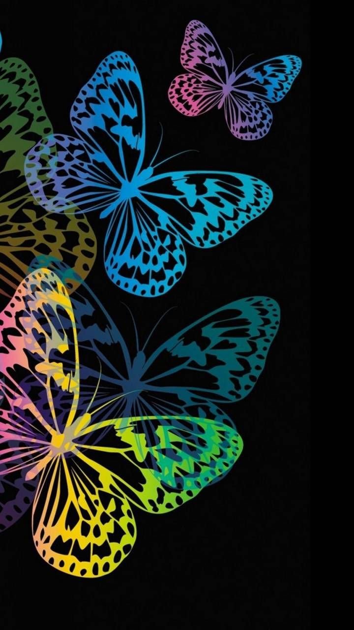 Бабочки на черном фоне