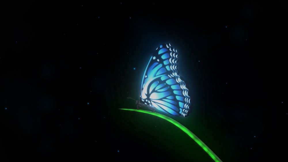 Неоновые Крылья на черном фоне