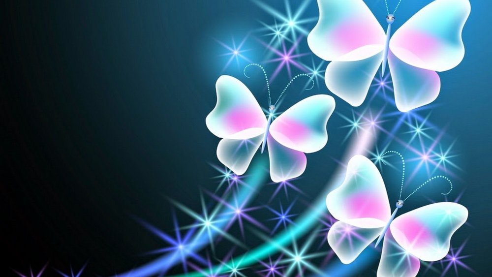 Бабочки на черном фоне