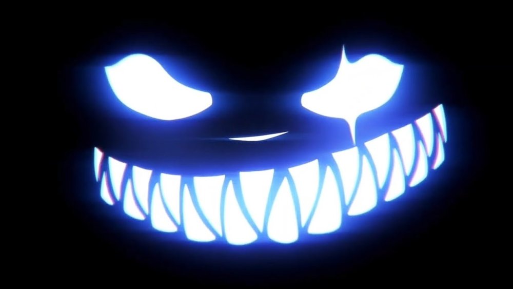 Злобная улыбка на черном фоне