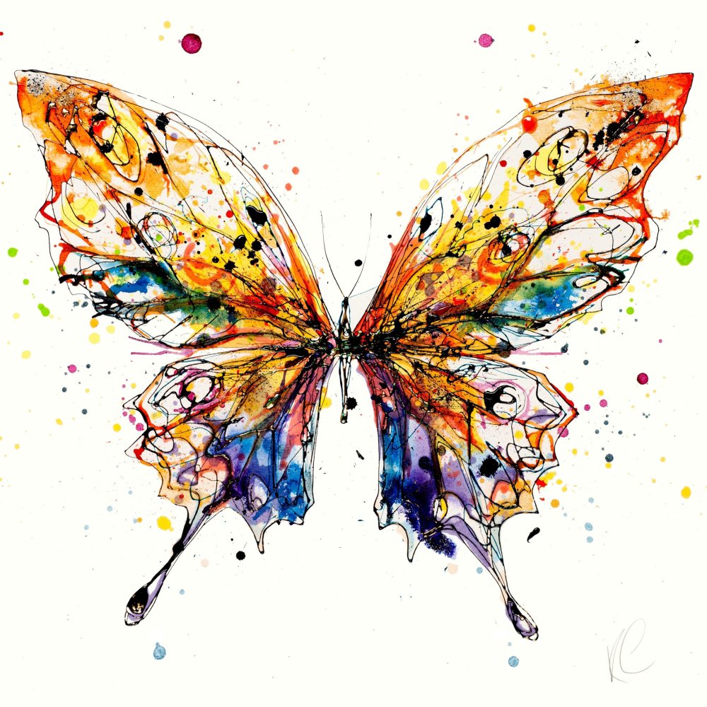 Бабочка на цветке акварель