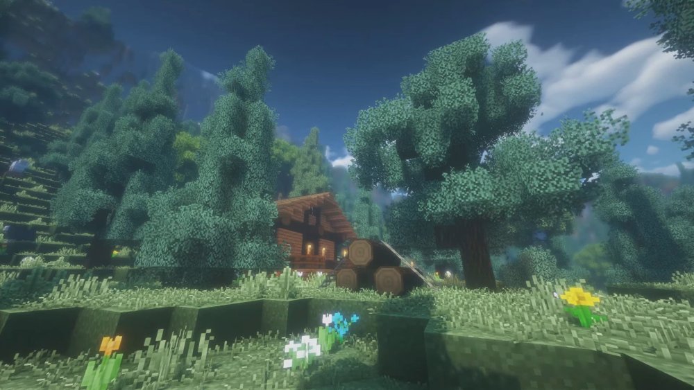Майнкрафт деревня с шейдерами