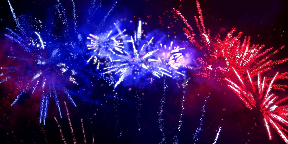 Салют на Красном фоне