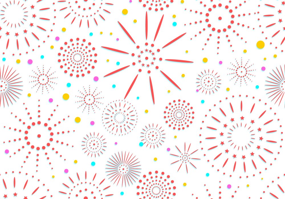 Новогодний салют на белом фоне