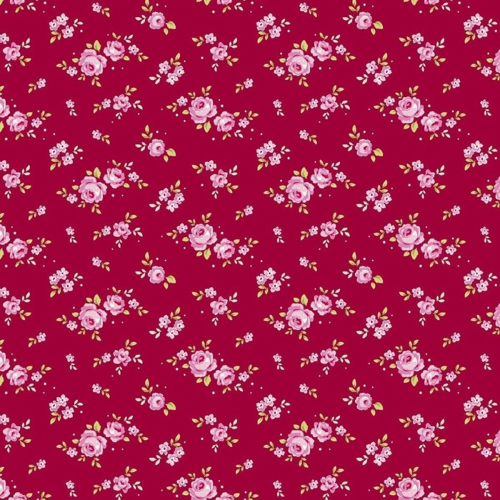 Красная ткань в цветочек