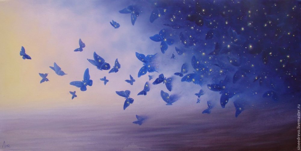 Много бабочек в небе