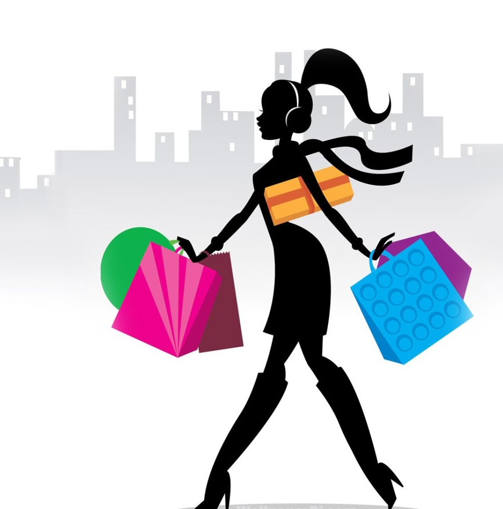 Девушка с пакетами покупок