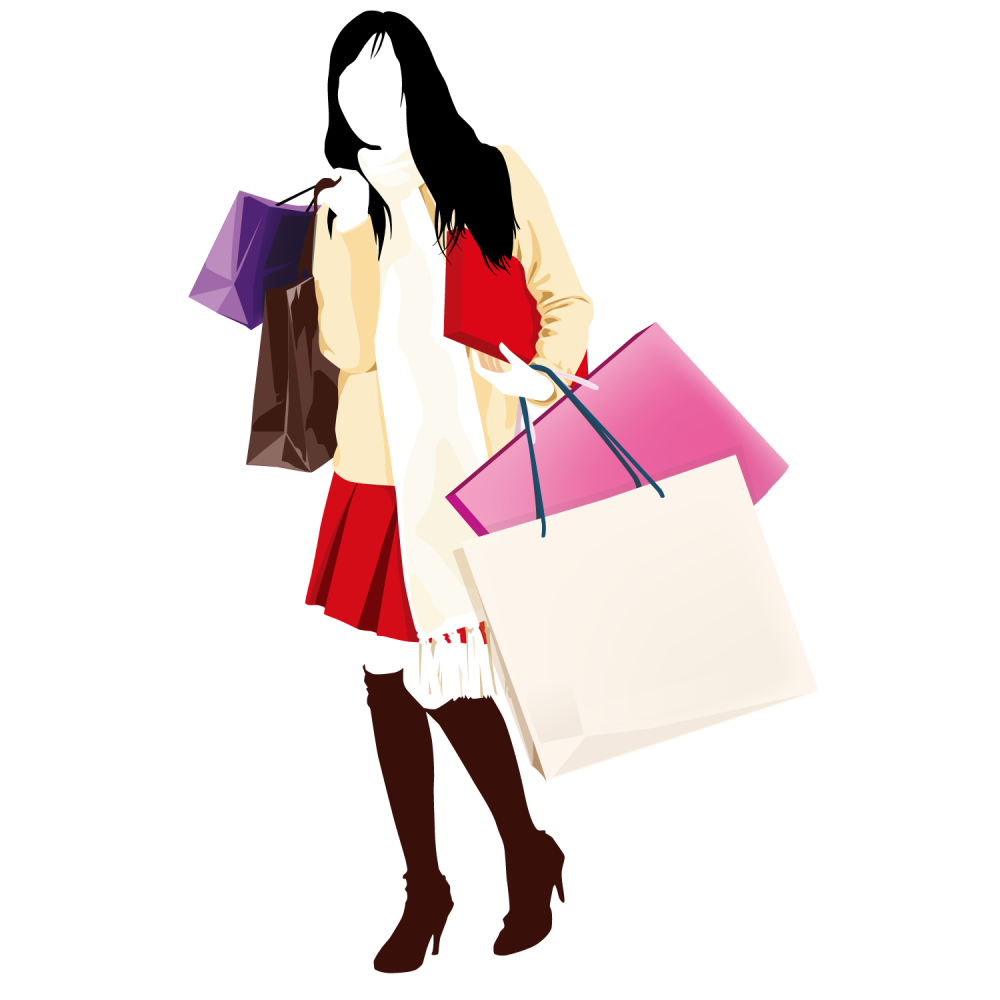 Девушка с пакетами шоппинг