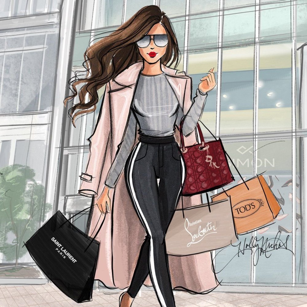 Силуэт женщины с покупками