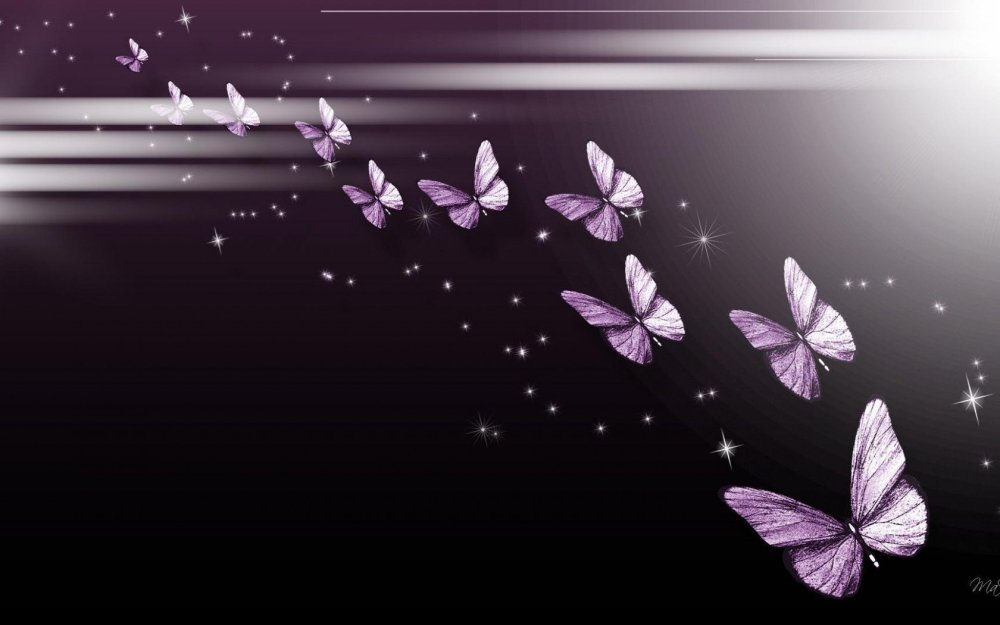 Синие бабочки на черном фоне обои