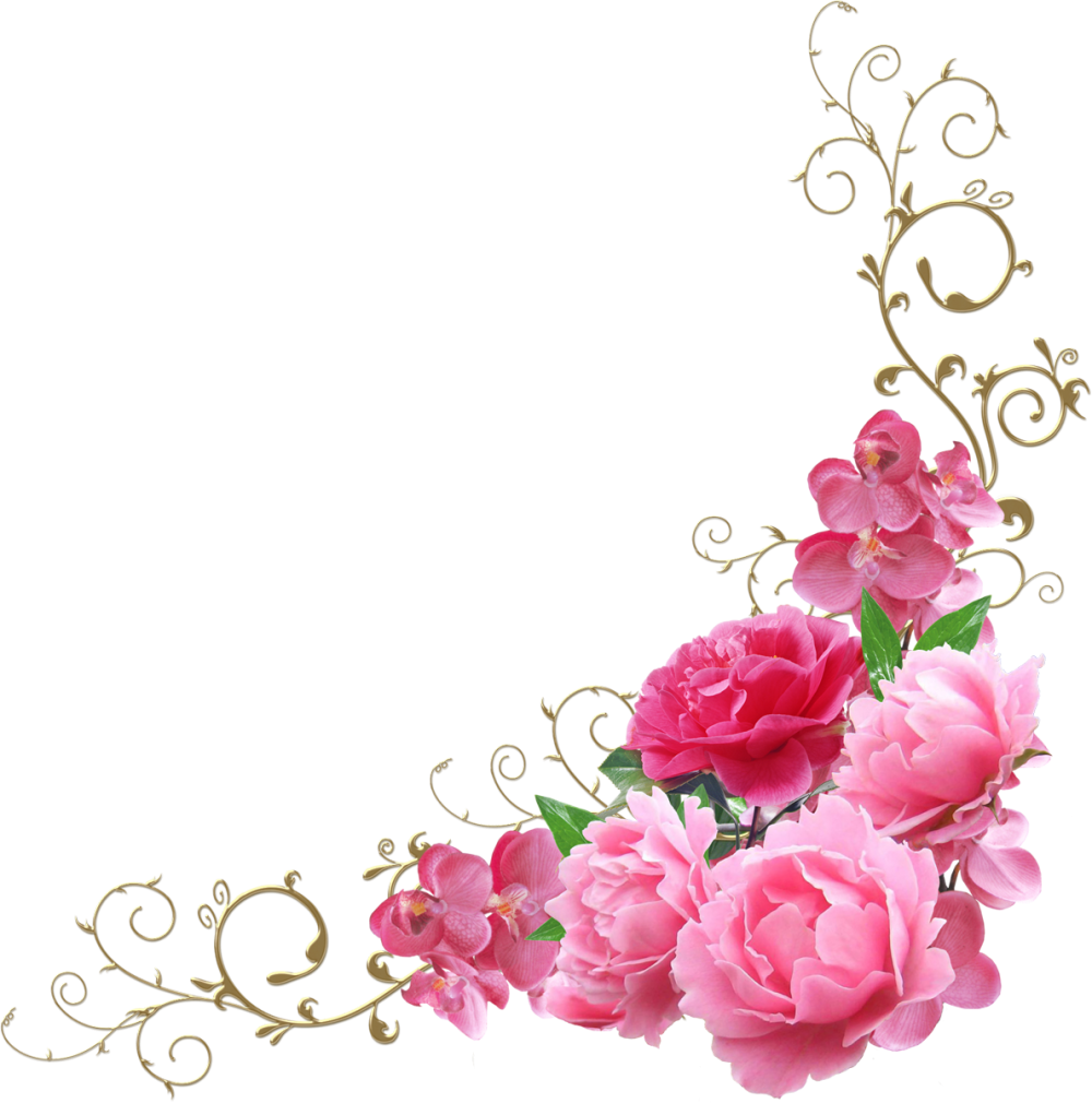 Цветочные уголки на прозрачном фоне