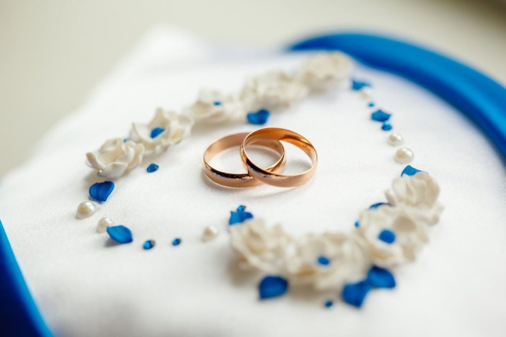 Кольца на свадьбу синие