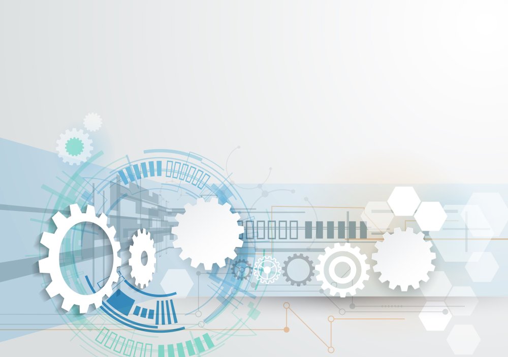 Технический фон с шестеренками и чертежами