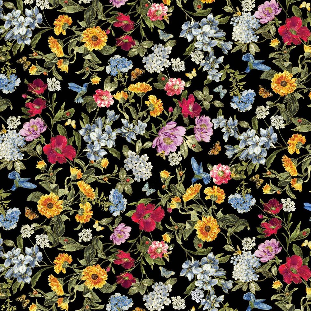 Цветочный принт на темном фоне