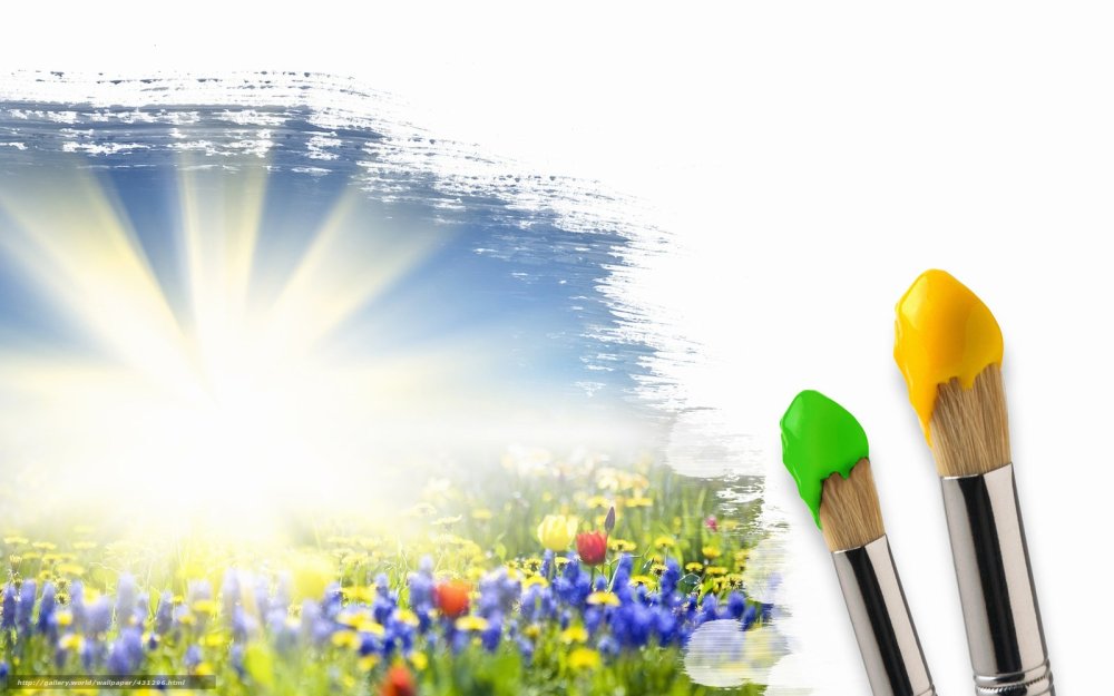 Фон с красками и кисточками