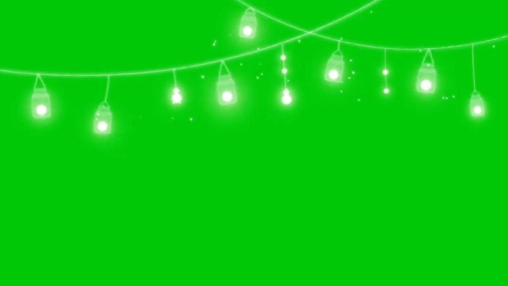 Гирлянда на зелёном фоне