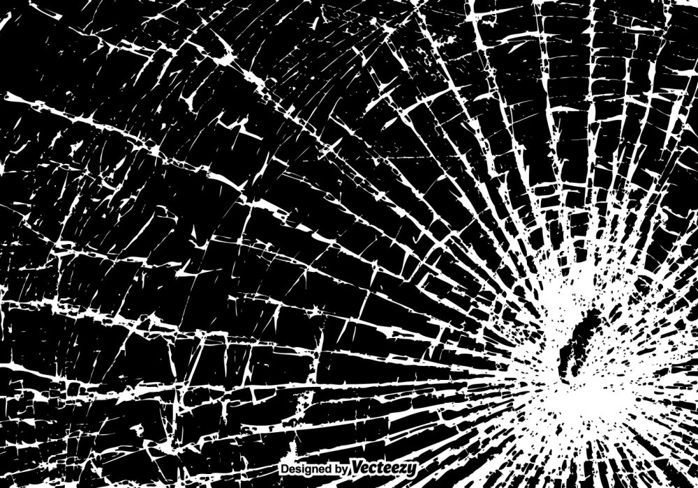 Трещины стекла на черном фоне