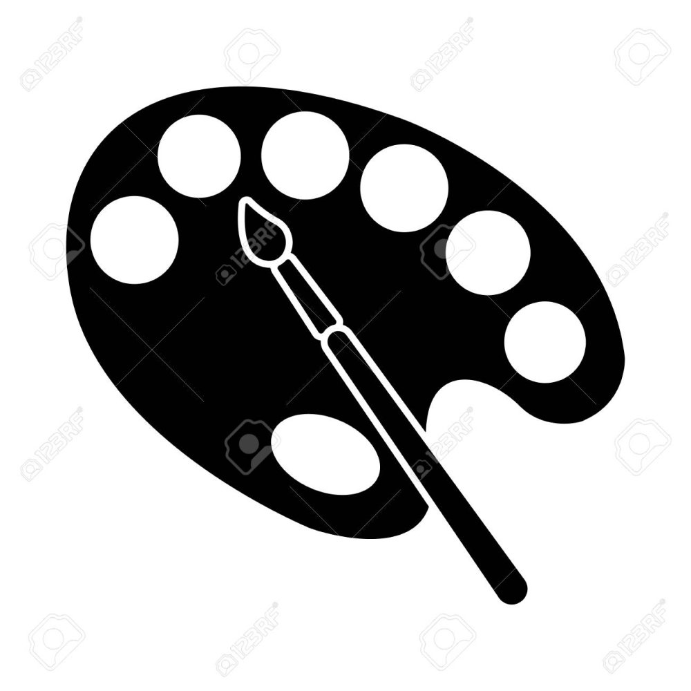 Палитра с кисточкой силуэт