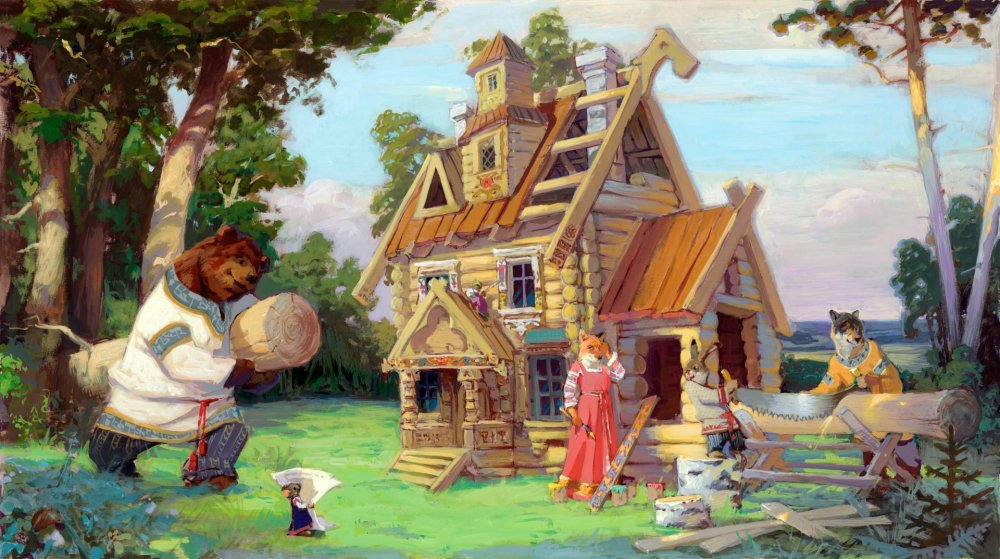 Дом Теремок сбоку вектор