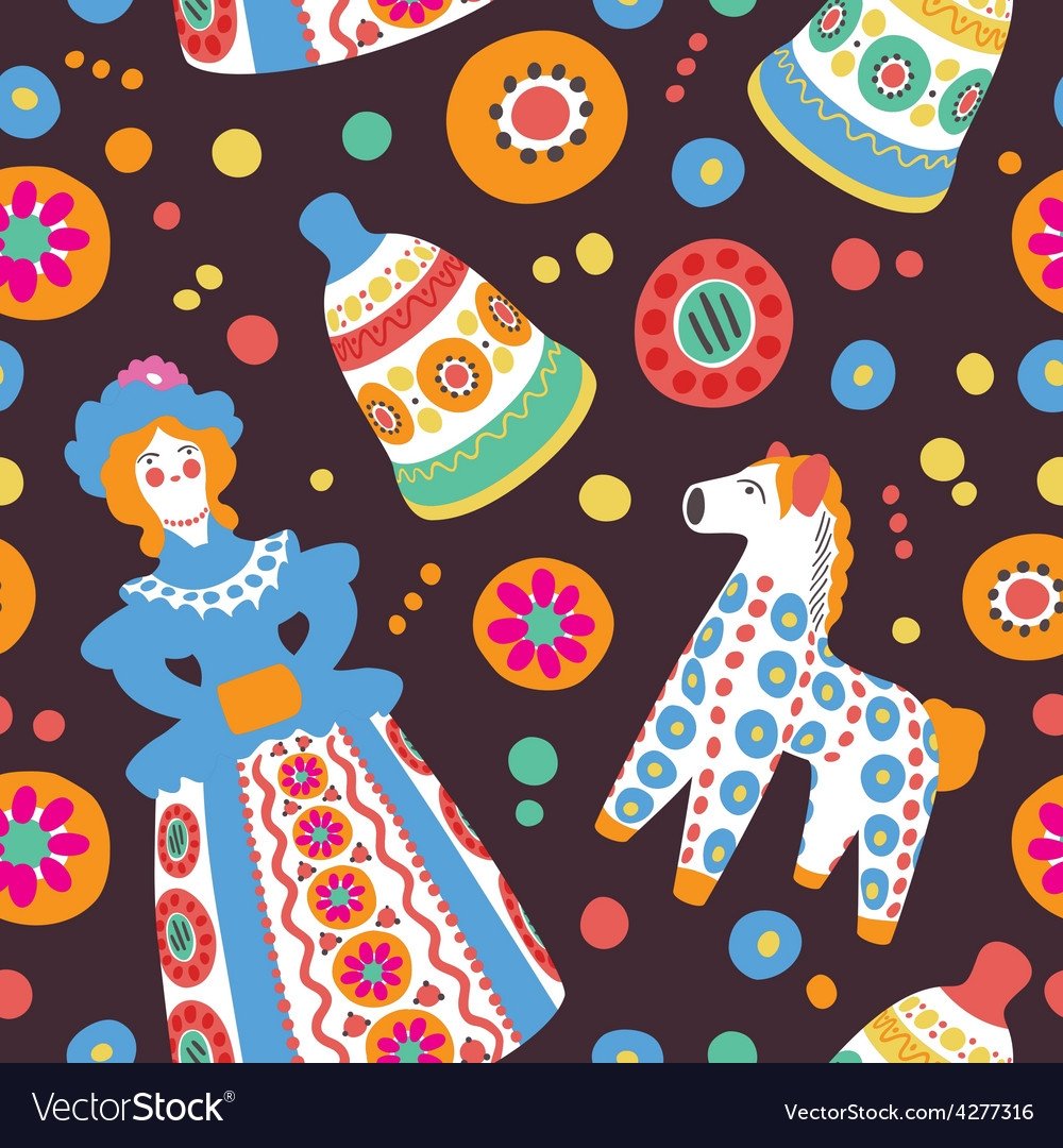 Ткань с дымковским узором